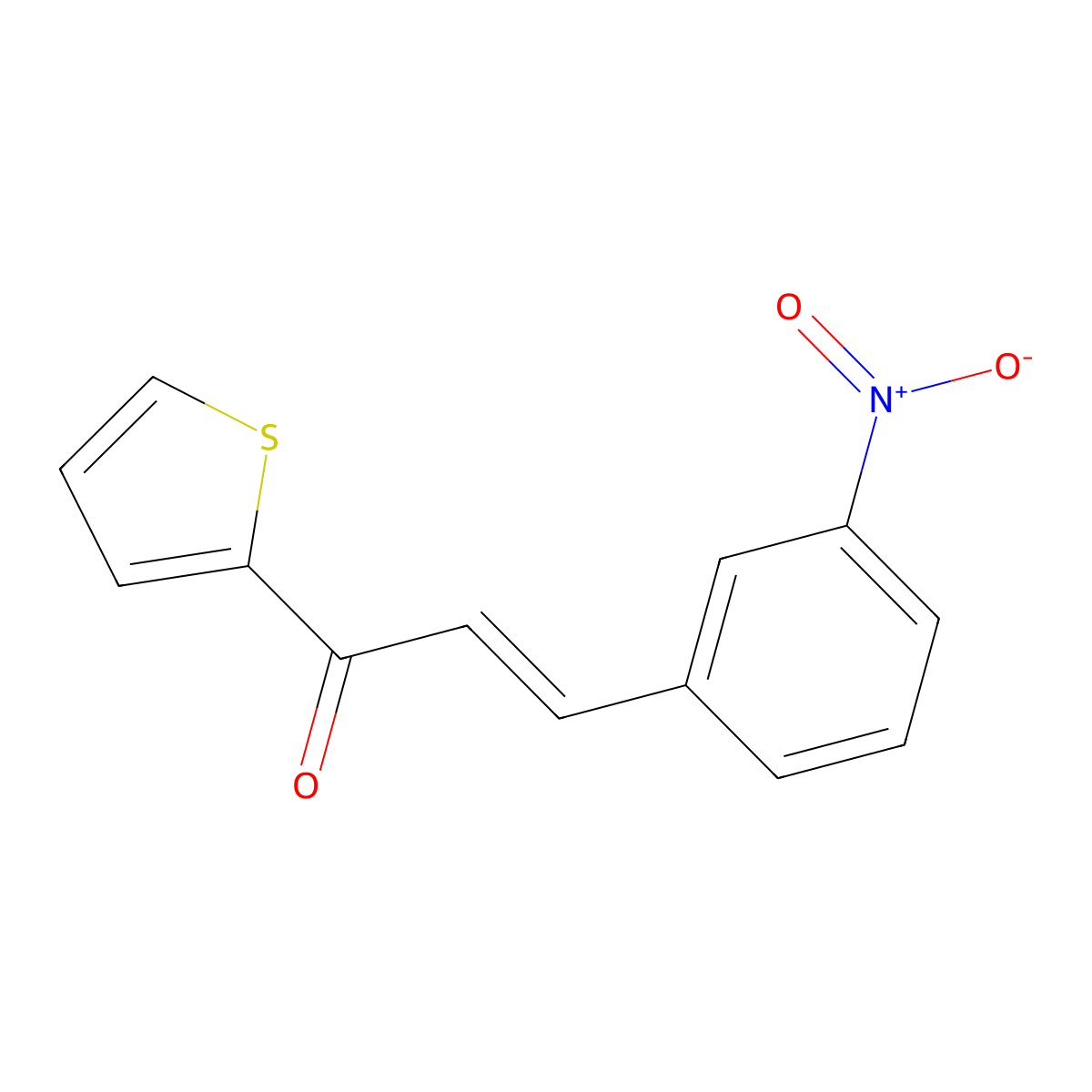 3-(3-Nitrophenyl)-1-(thiophen-2-yl)prop-2-en-1-one molecular structure, CAS 13982-55-3
