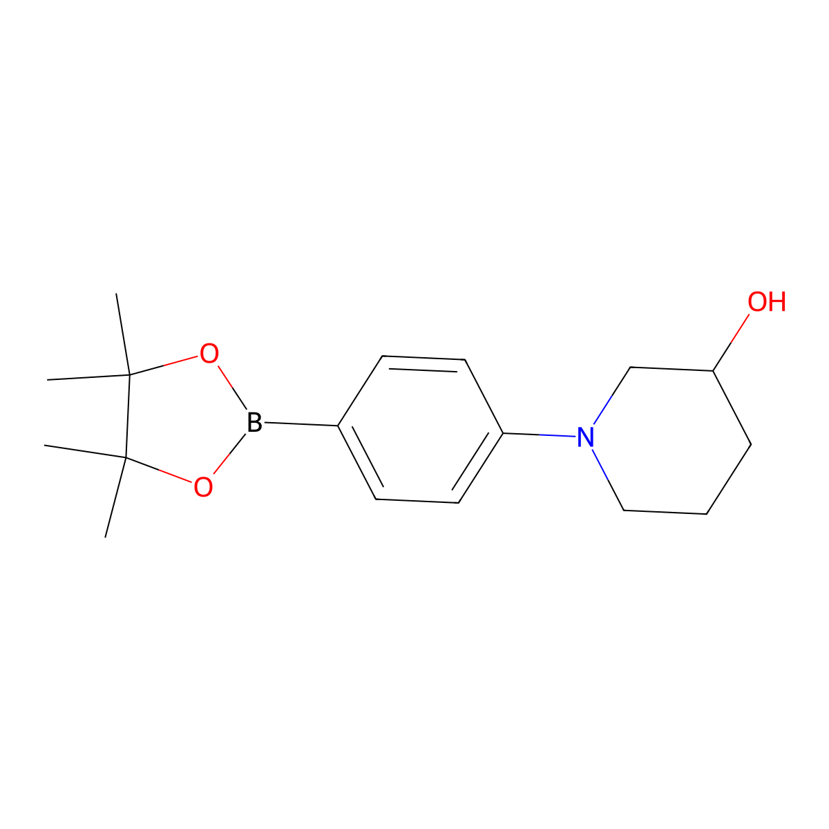 1-(4-(4,4,5,5-Tetramethyl-1,3,2-dioxaborolan-2-yl)phenyl)piperidin-3-ol molecular structure, CAS 1398331-33-3