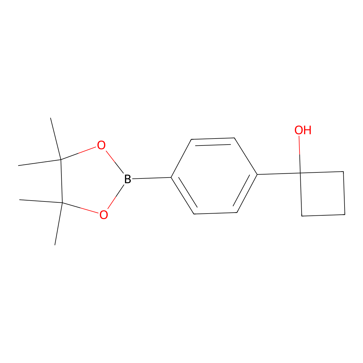 1-[4-(4,4,5,5-Tetramethyl-1,3,2-dioxaborolan-2-yl)phenyl]cyclobutanol molecular structure, CAS 1398331-98-0