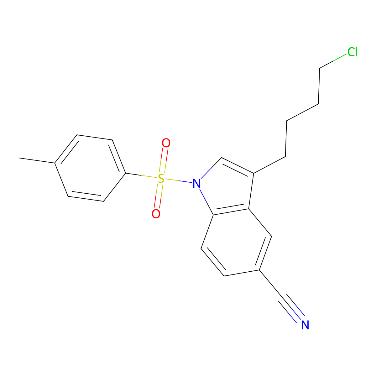 3-(4-Chlorobutyl)-1-tosyl-1H-indole-5-carbonitrile molecular structure, CAS 1398358-69-4
