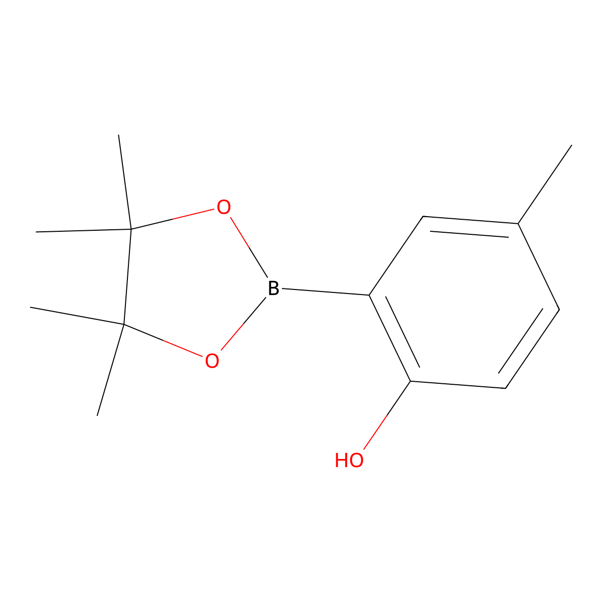 4-Methyl-2-(4,4,5,5-tetramethyl-1,3,2-dioxaborolan-2-yl)phenol molecular structure, CAS 1398414-30-6