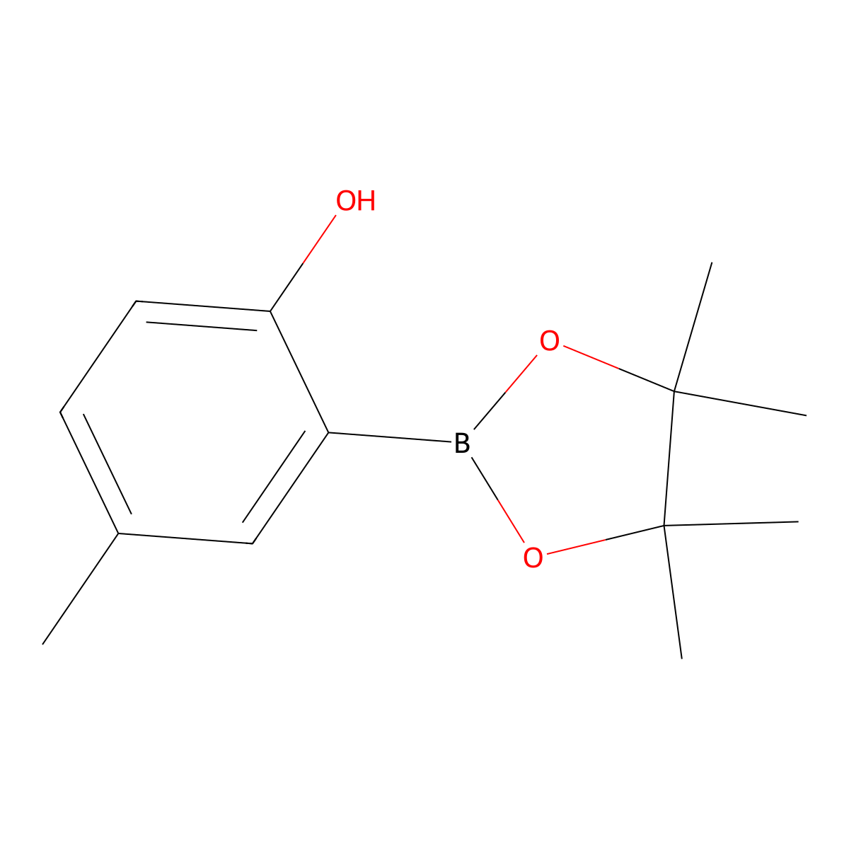 4-Methyl-2-(4,4,5,5-tetramethyl-1,3,2-dioxaborolan-2-yl)phenol molecular structure, CAS 1398414-30-6