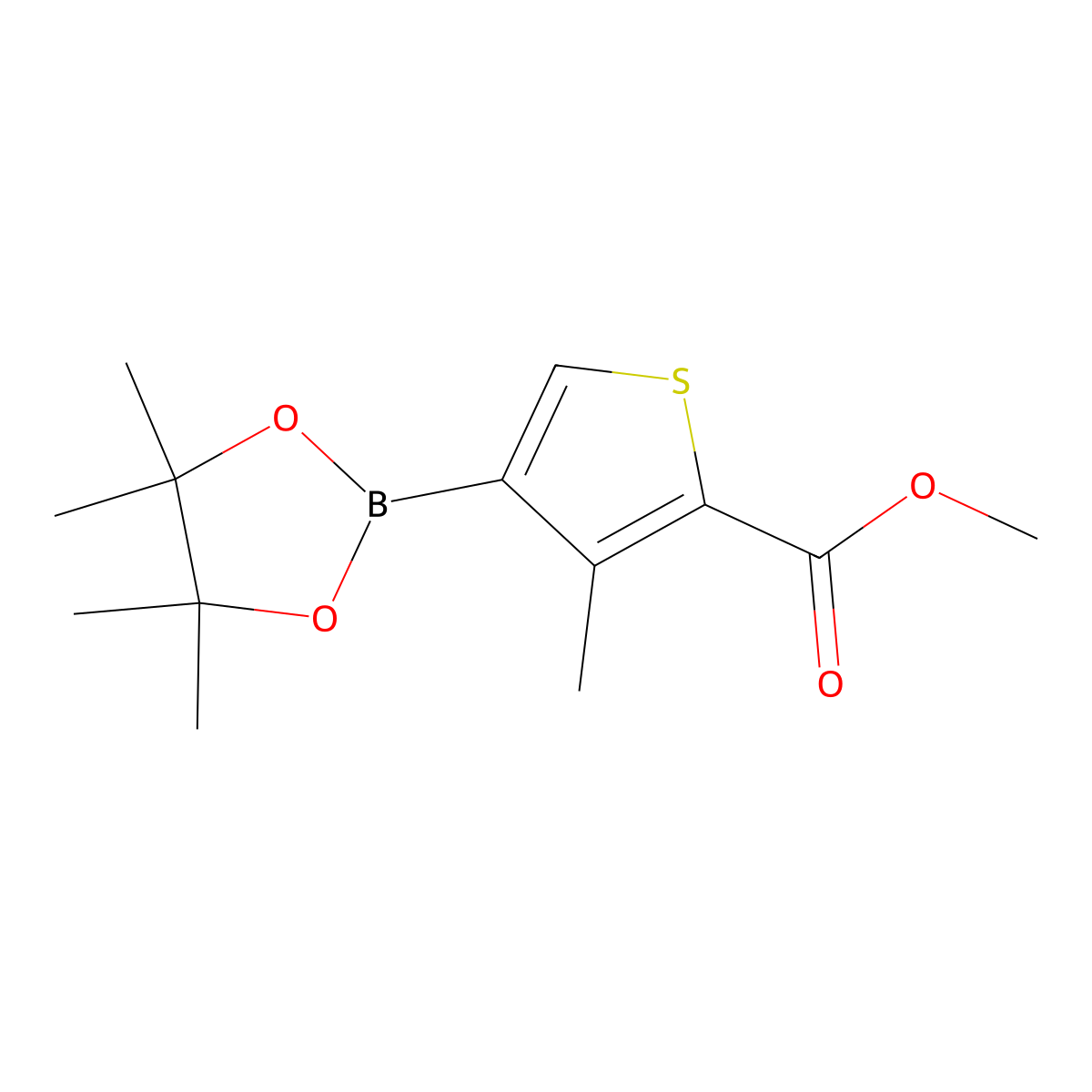 Methyl 3-methyl-4-(4,4,5,5-tetramethyl-1,3,2-dioxaborolan-2-yl)thiophene-2-carboxylate molecular structure, CAS 1398414-33-9