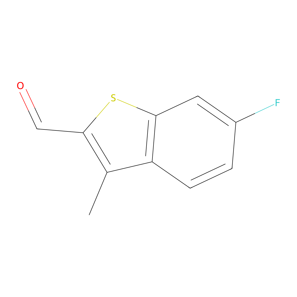 6-Fluoro-3-methyl-1-benzothiophene-2-carbaldehyde molecular structure, CAS 1398497-04-5