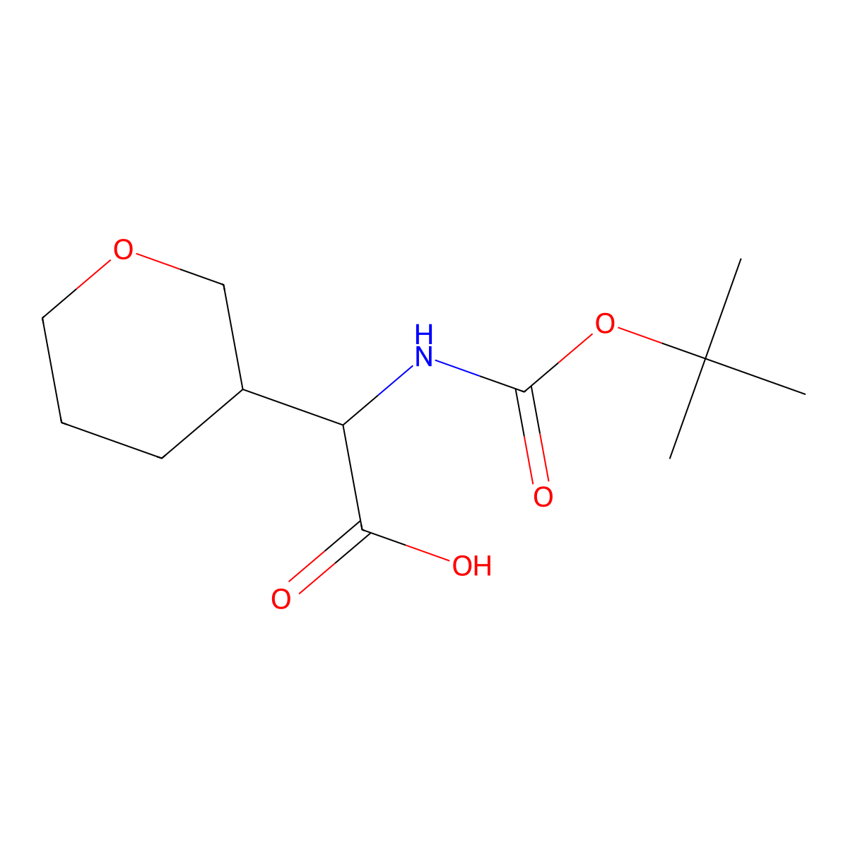 2-(((Tert-butoxy)carbonyl)amino)-2-(oxan-3-yl)acetic acid molecular structure, CAS 1398503-92-8