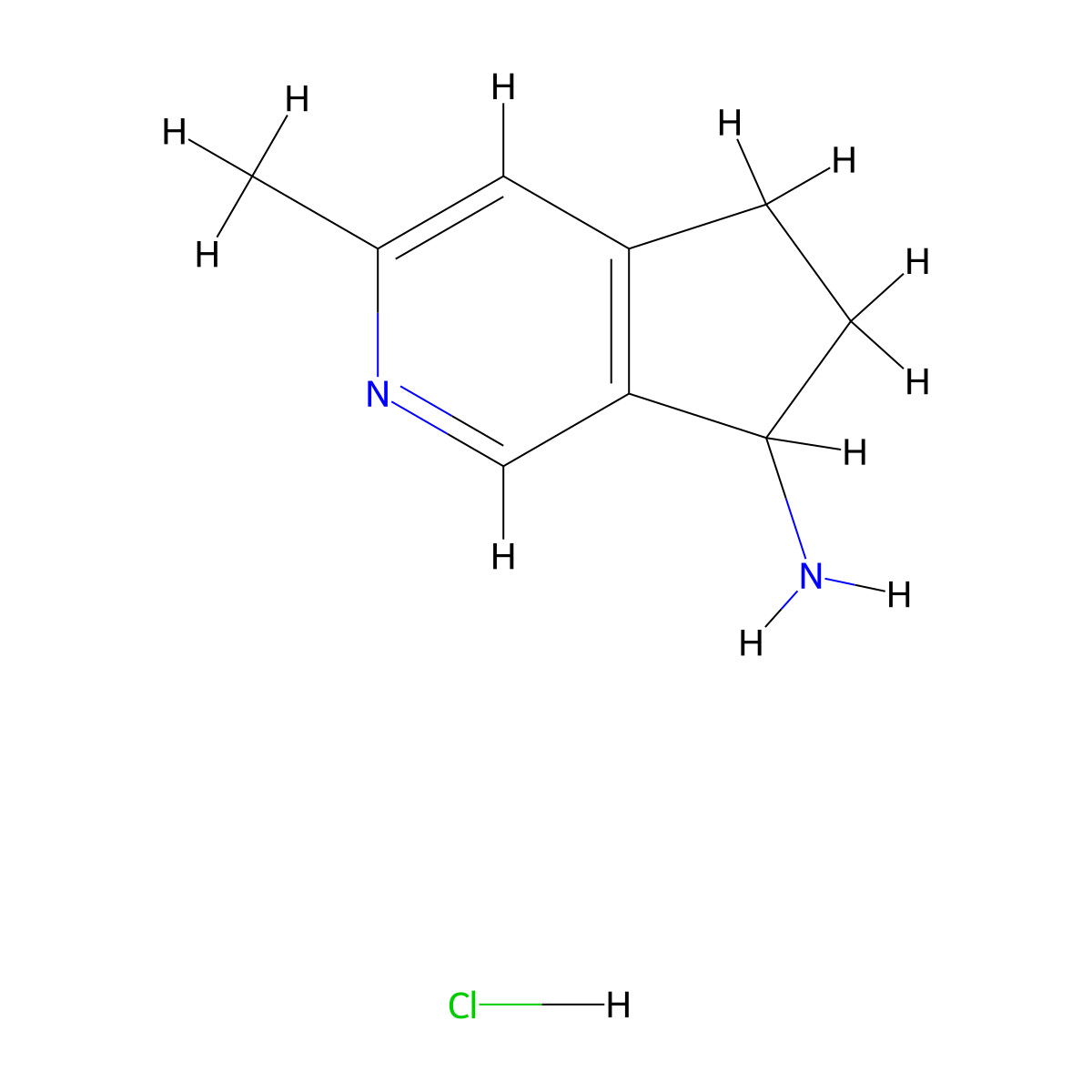 3-Methyl-6,7-dihydro-5H-cyclopenta[c]pyridin-7-amine hydrochloride molecular structure, CAS 1398503-97-3