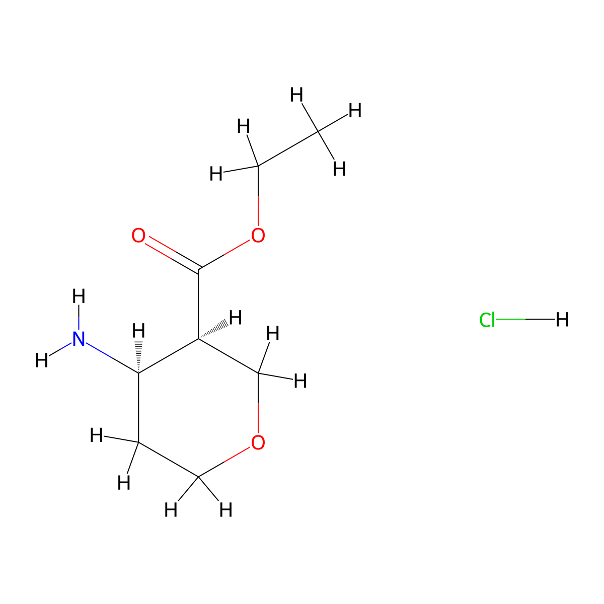 Ethyl cis-4-aminotetrahydro-2H-pyran-3-carboxylate hcl molecular structure, CAS 1398503-99-5