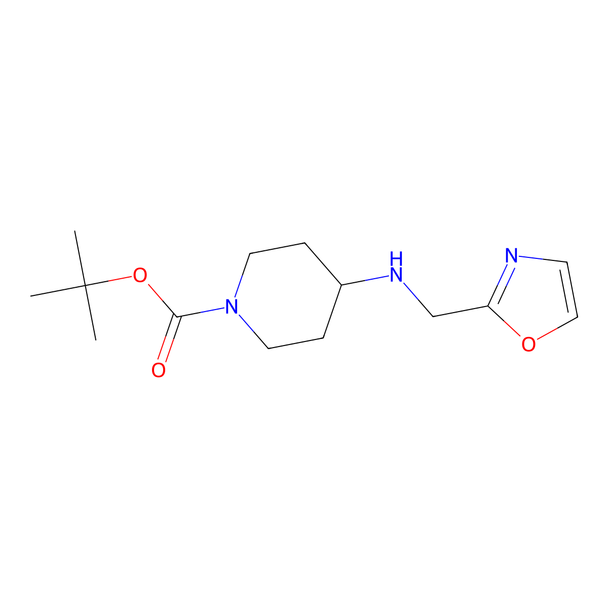 Tert-butyl 4-((oxazol-2-ylmethyl)amino)piperidine-1-carboxylate molecular structure, CAS 1398504-11-4
