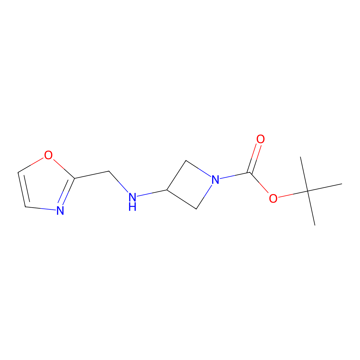 Tert-butyl 3-((oxazol-2-ylmethyl)amino)azetidine-1-carboxylate molecular structure, CAS 1398504-19-2