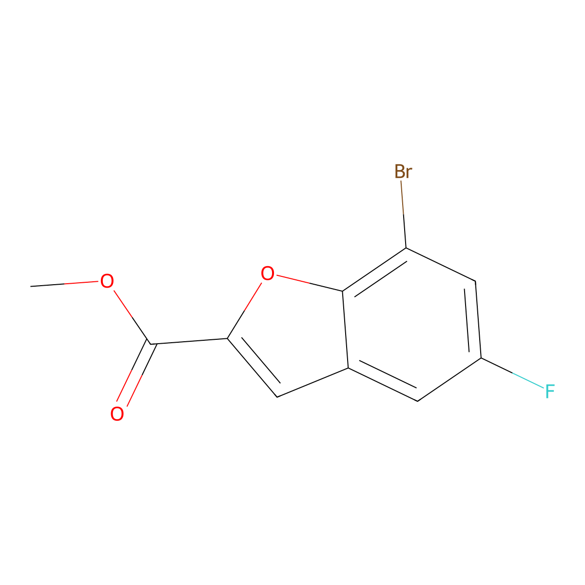 Methyl 7-bromo-5-fluorobenzofuran-2-carboxylate molecular structure, CAS 1398504-34-1