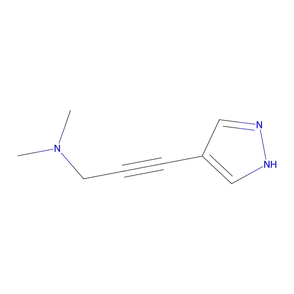 N,N-Dimethyl-3-(1H-pyrazol-4-YL)prop-2-YN-1-amine molecular structure, CAS 1398504-35-2