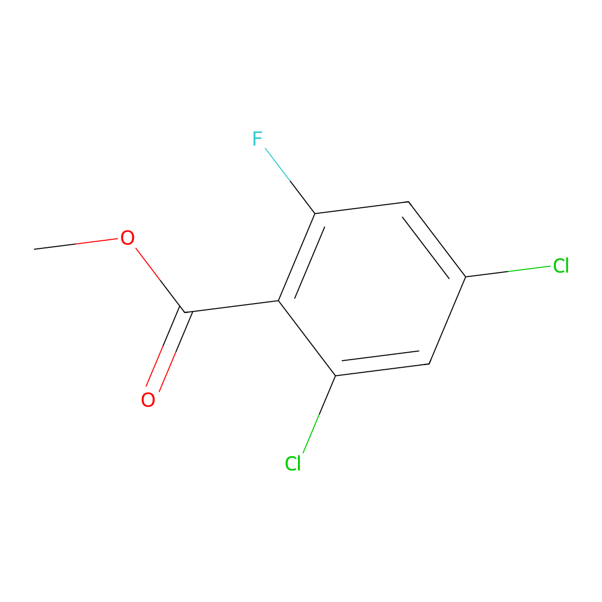 Methyl 2,4-dichloro-6-fluorobenzoate molecular structure, CAS 1398504-37-4