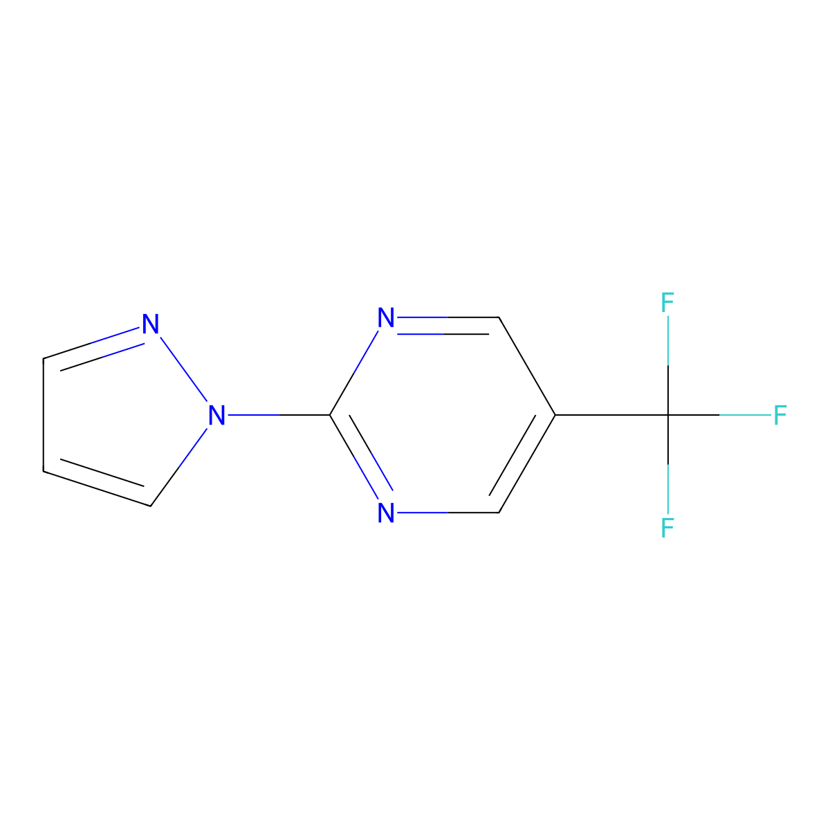 2-(1H-Pyrazol-1-YL)-5-(trifluoromethyl)pyrimidine molecular structure, CAS 1398504-38-5