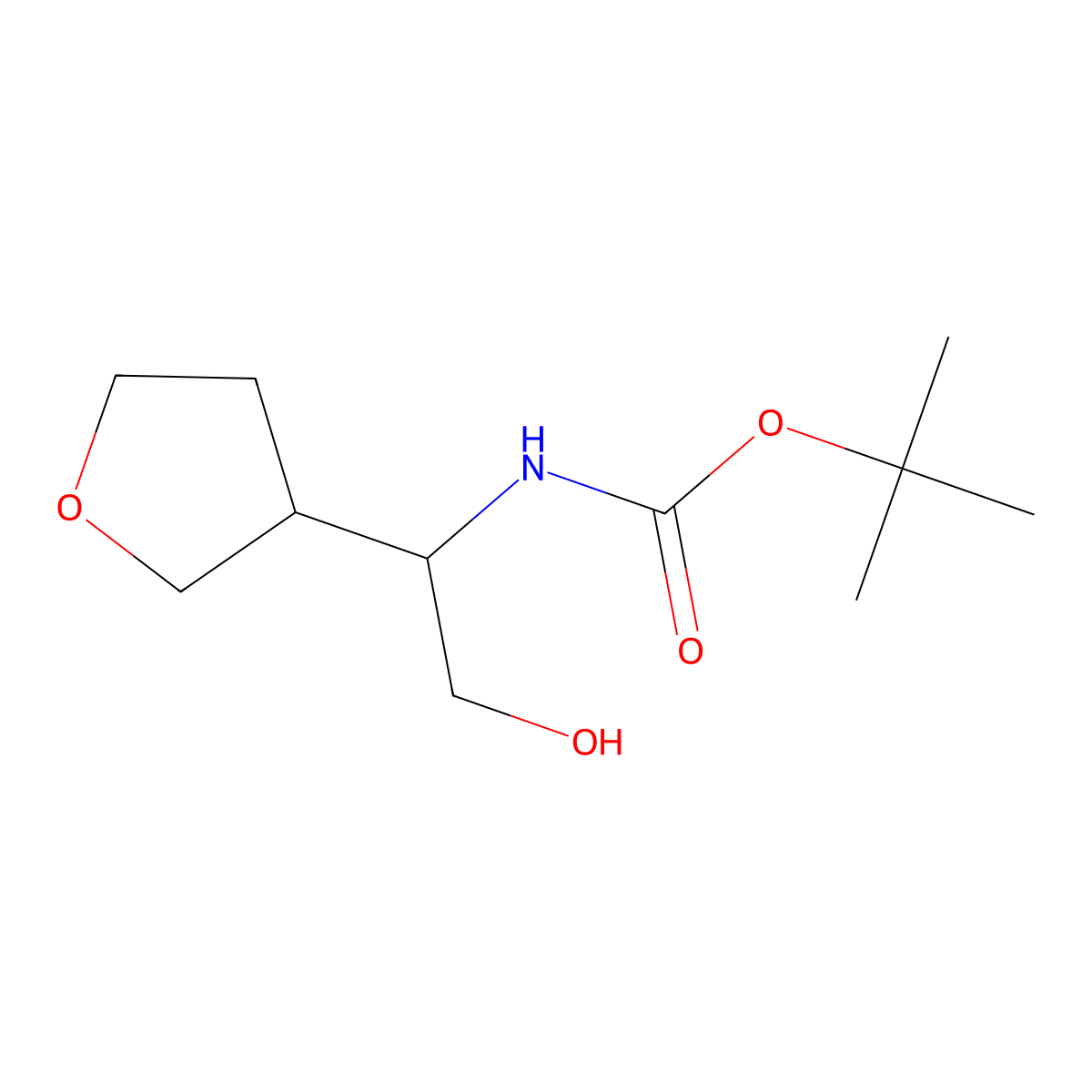 tert-butyl N-[2-hydroxy-1-(oxolan-3-yl)ethyl]carbamate molecular structure, CAS 1398504-42-1