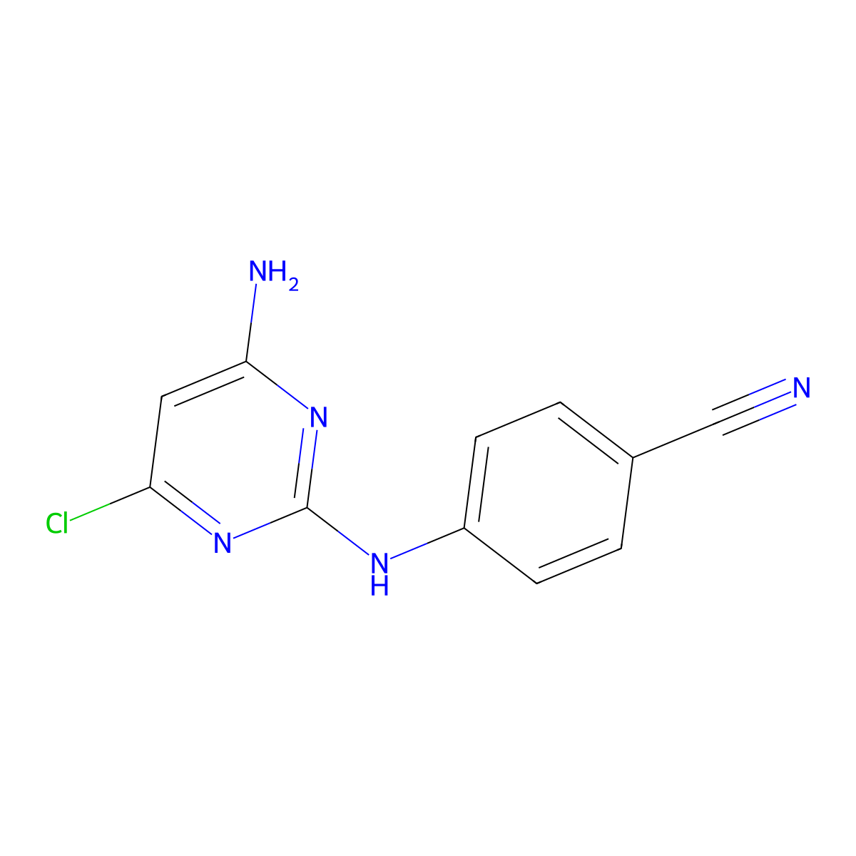 4-((4-Amino-6-chloropyrimidin-2-yl)amino)benzonitrile molecular structure, CAS 1398507-08-8