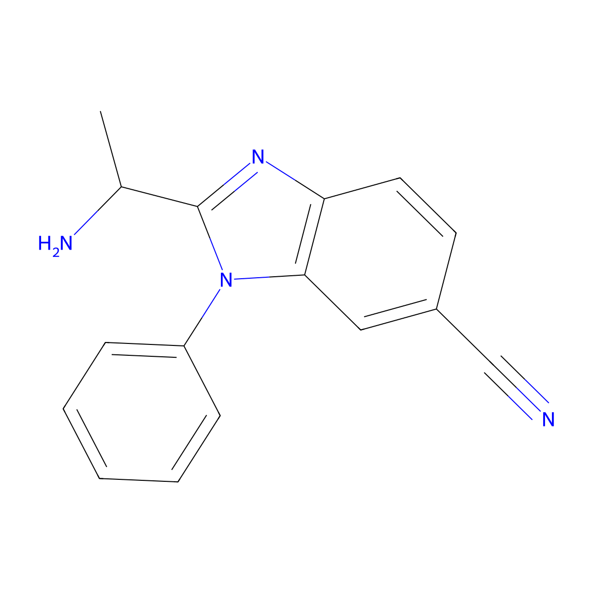 (R)-2-(1-Aminoethyl)-1-phenyl-1H-benzo[D]imidazole-6-carbonitrile molecular structure, CAS 1398507-87-3