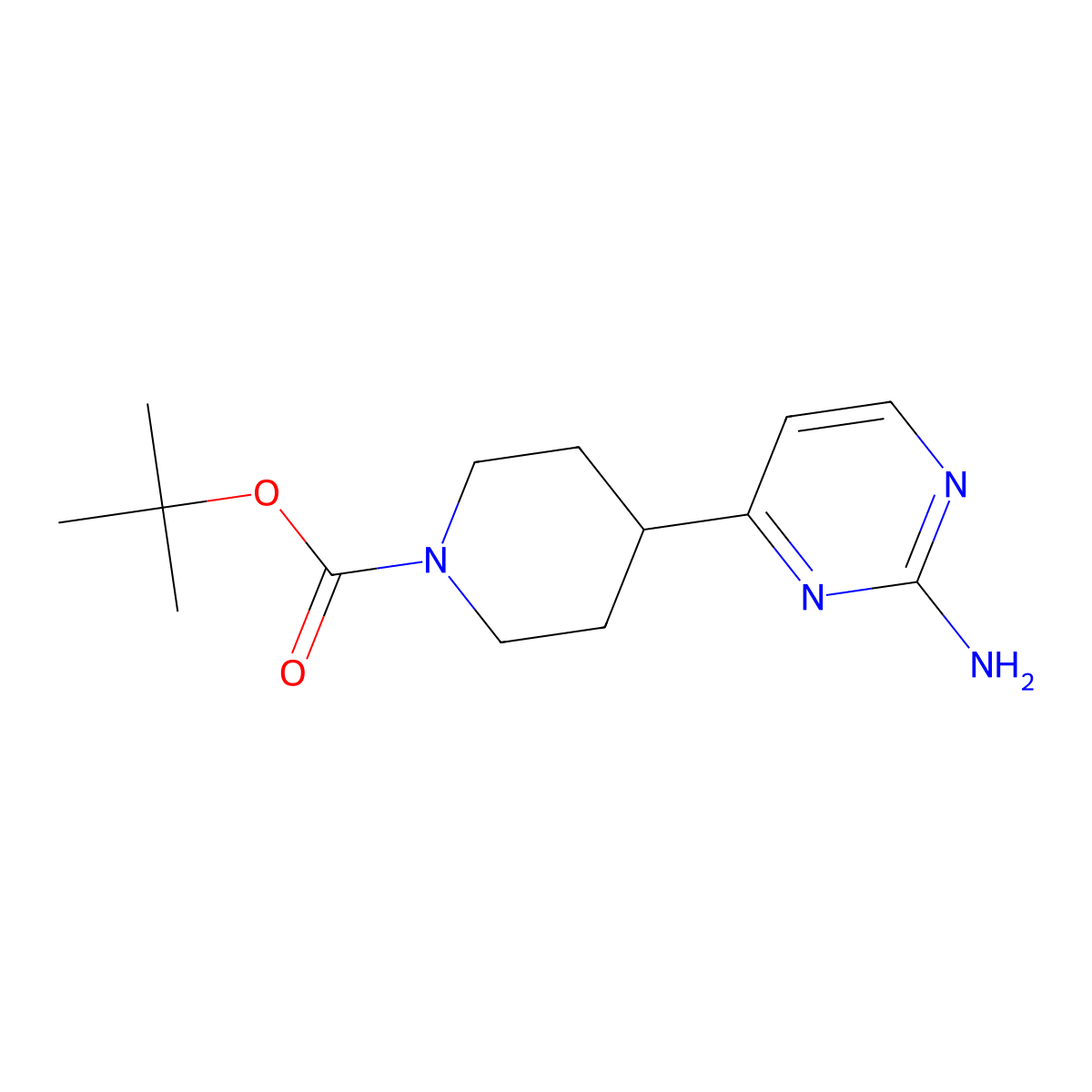 Tert-butyl 4-(2-aminopyrimidin-4-yl)piperidine-1-carboxylate molecular structure, CAS 1398511-11-9