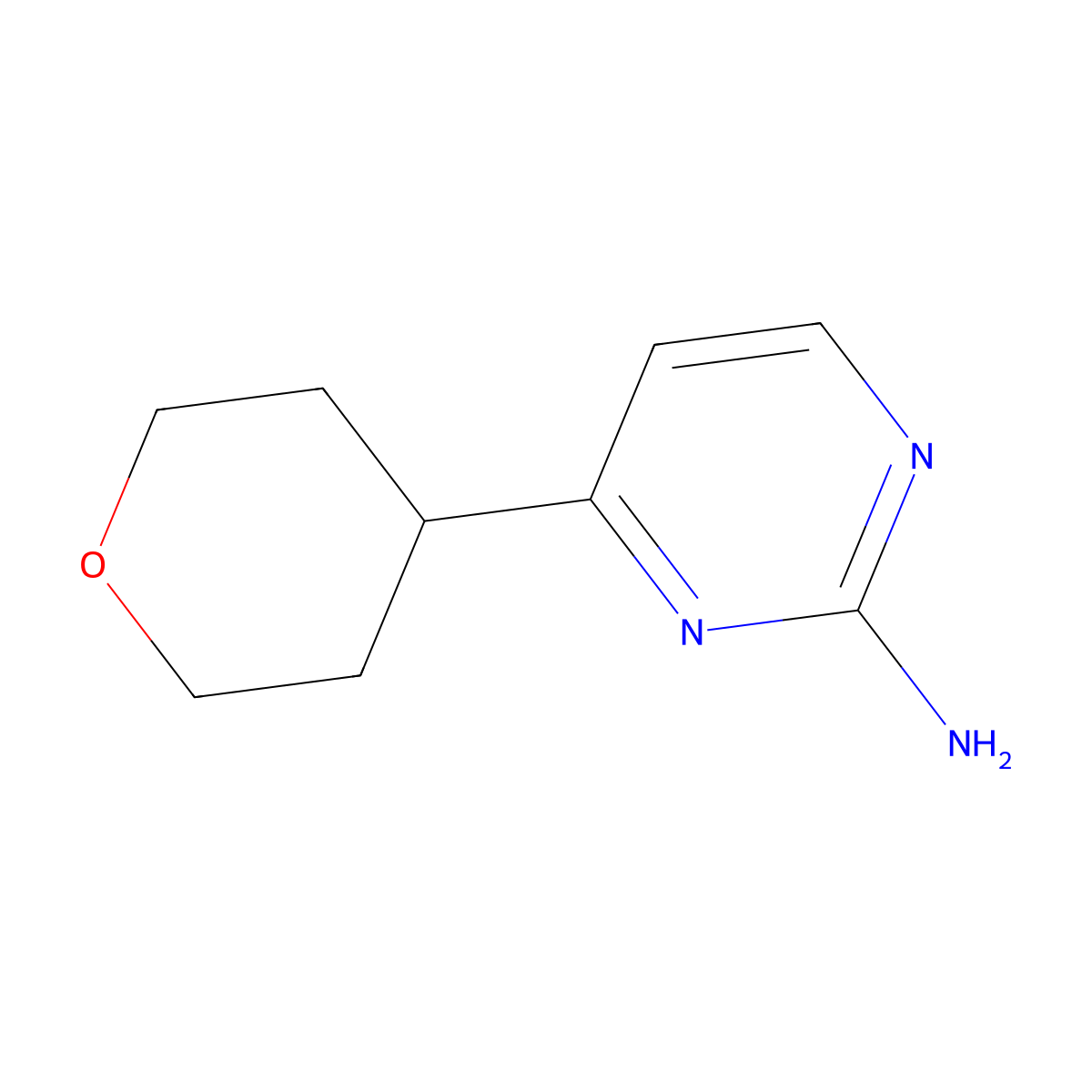 4-(Tetrahydro-2H-pyran-4-yl)pyrimidin-2-amine molecular structure, CAS 1398511-14-2