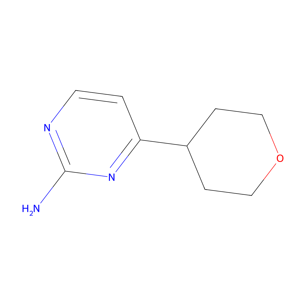 4-(Tetrahydro-2H-pyran-4-yl)pyrimidin-2-amine molecular structure, CAS 1398511-14-2
