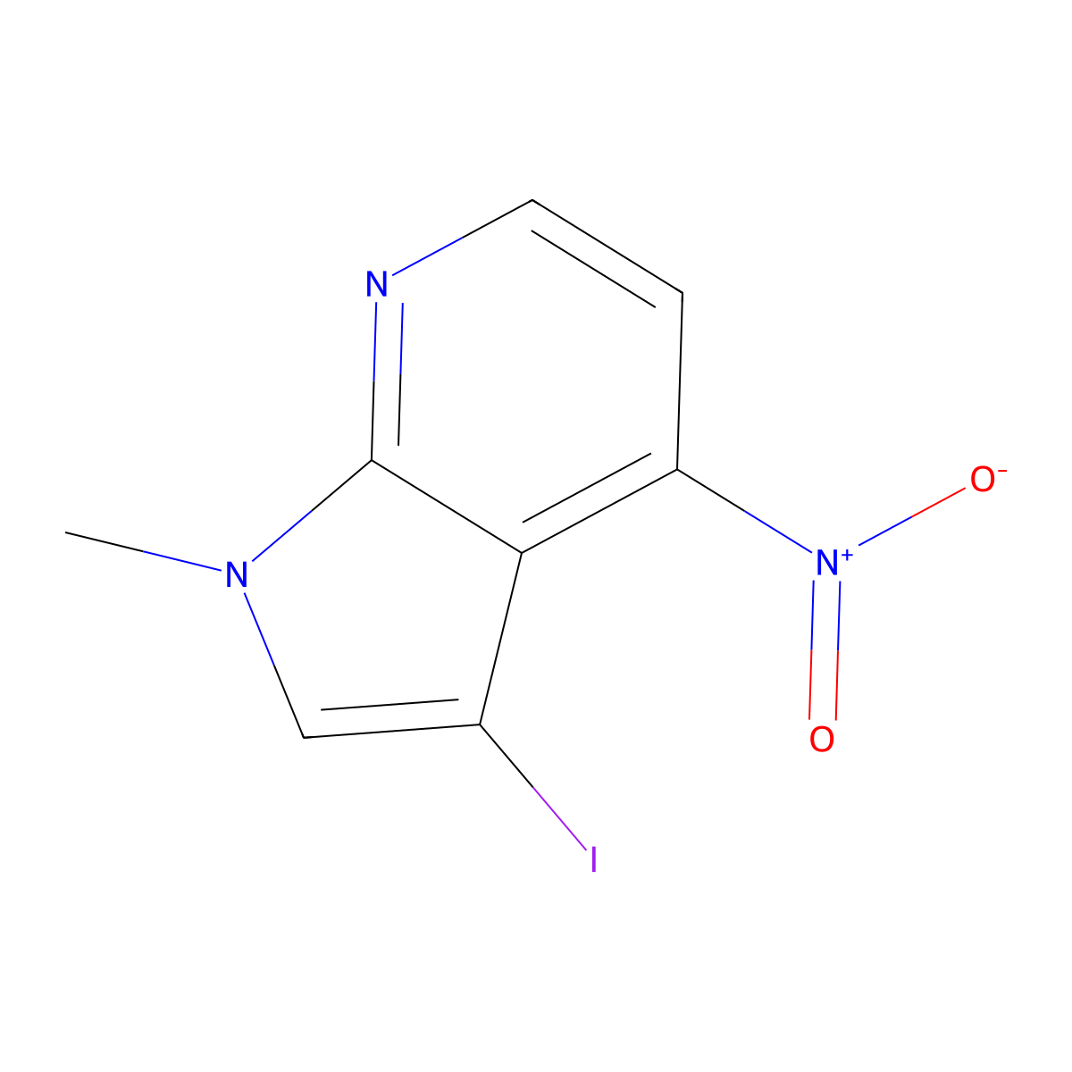 3-Iodo-1-methyl-4-nitro-1H-pyrrolo[2,3-b]pyridine molecular structure, CAS 1398534-56-9