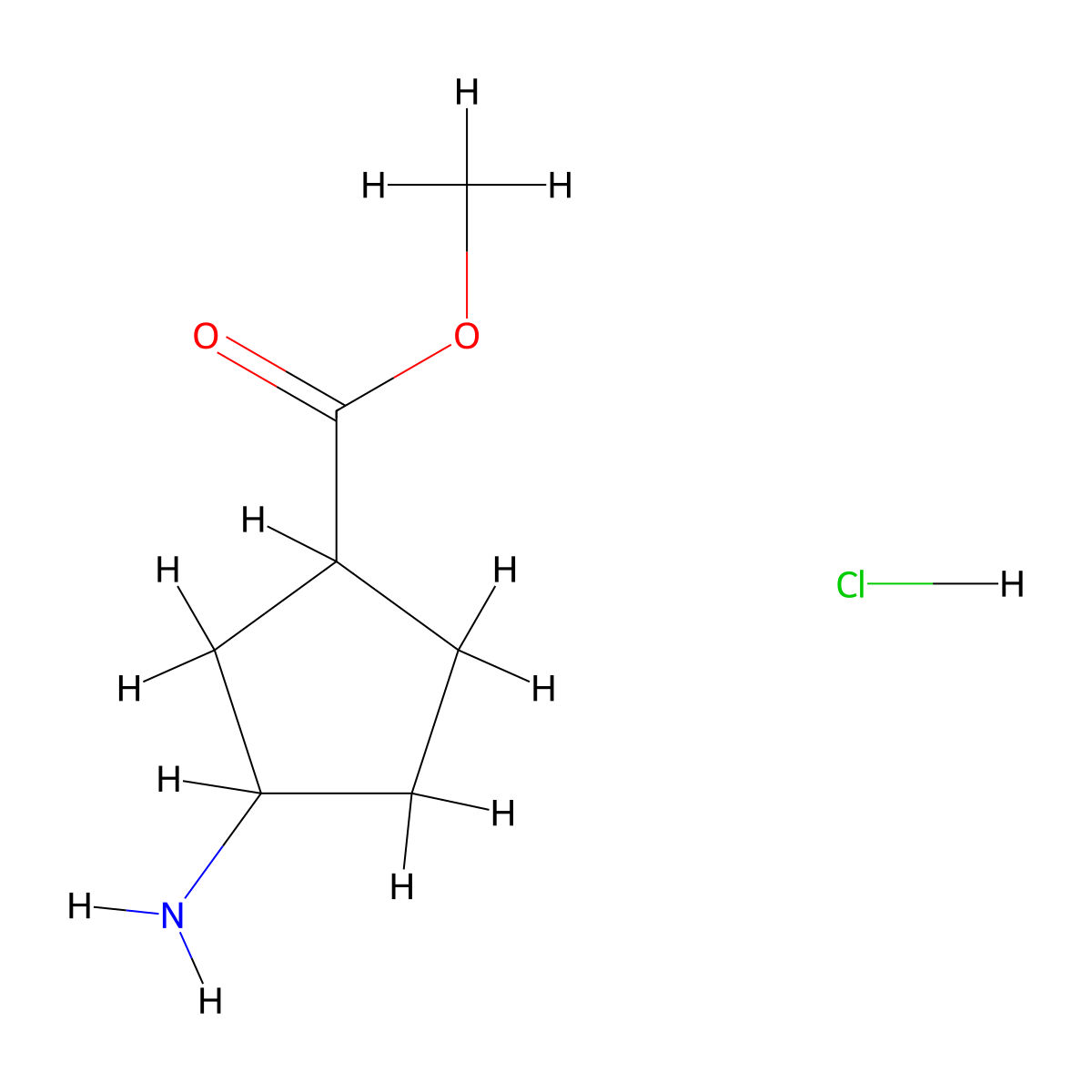Methyl 3-aminocyclopentanecarboxylate hydrochloride molecular structure, CAS 1398534-59-2