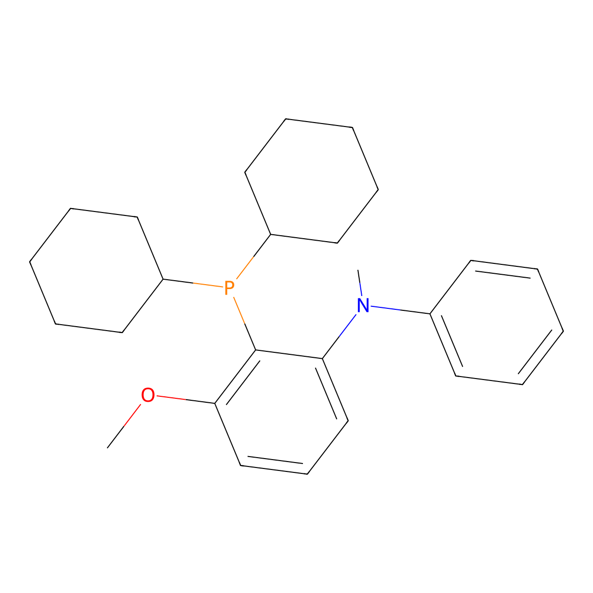 (2-Dicyclohexylphosphino-3-methoxy-N-methyl-N-phenylbenzenamine molecular structure, CAS 1398565-95-1