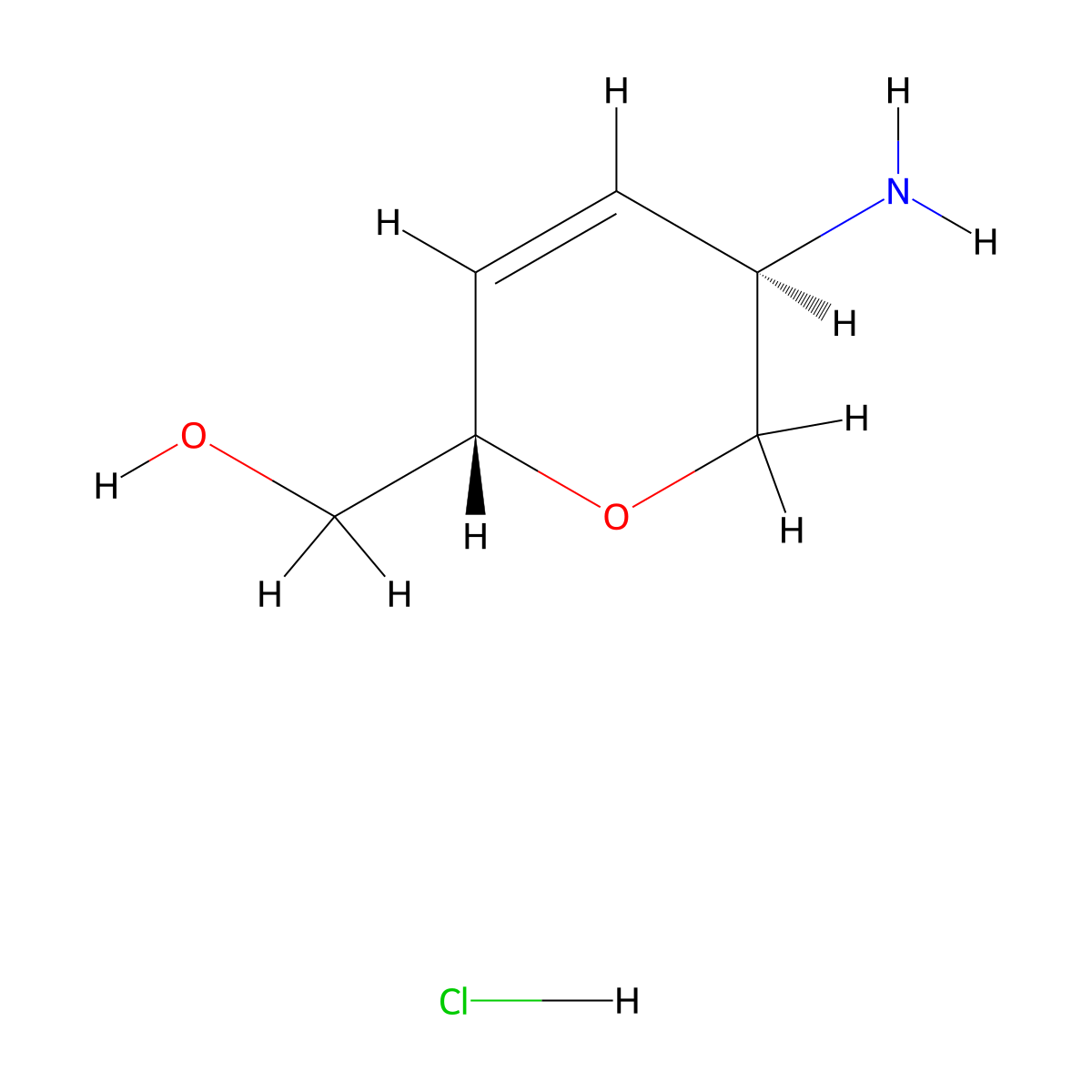 [(3R,6S)-3-amino-3,6-dihydro-2H-pyran-6-yl]methanol;hydrochloride molecular structure, CAS 1398569-90-8