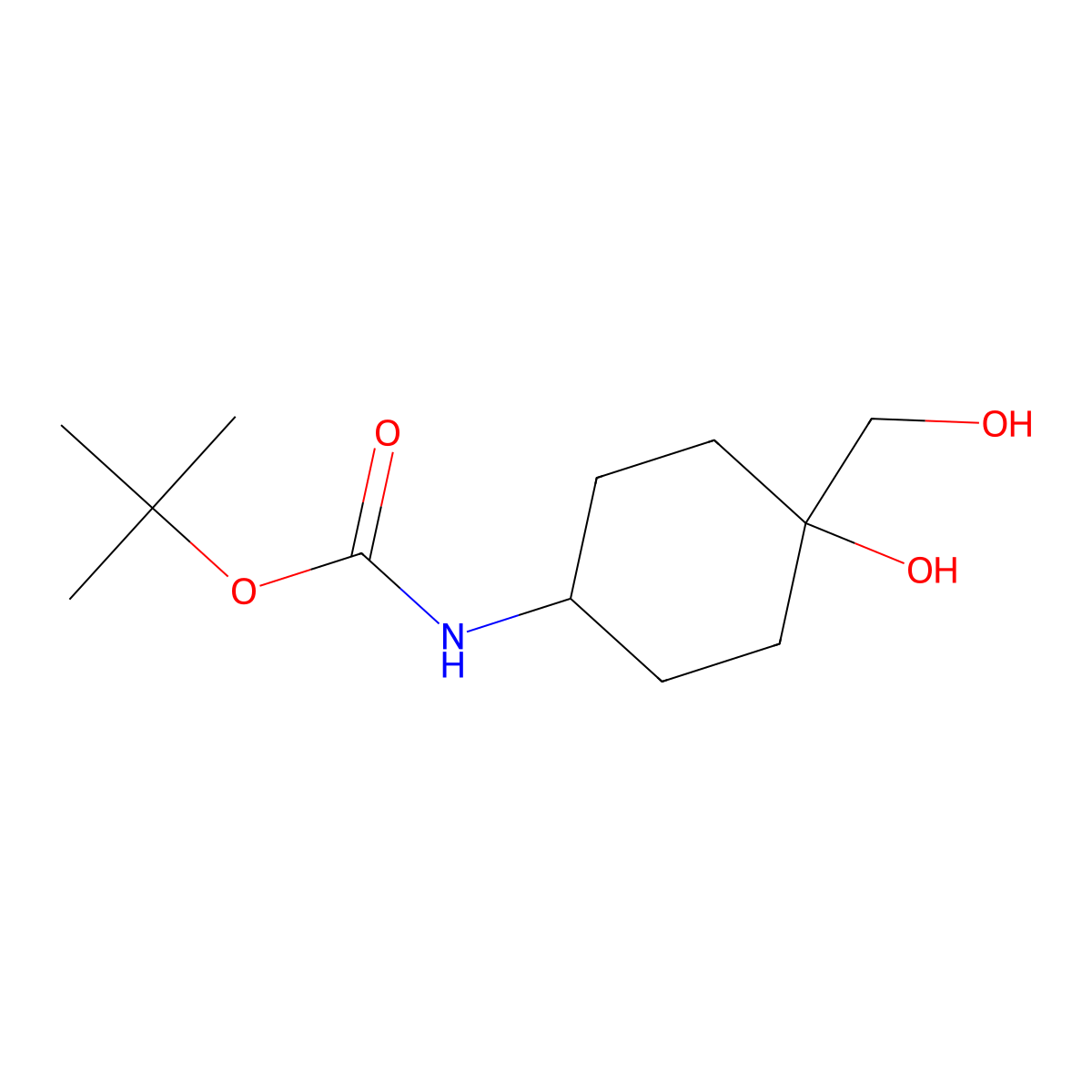 trans-4-(Boc-amino)-1-(hydroxymethyl)cyclohexanol molecular structure, CAS 1398570-02-9