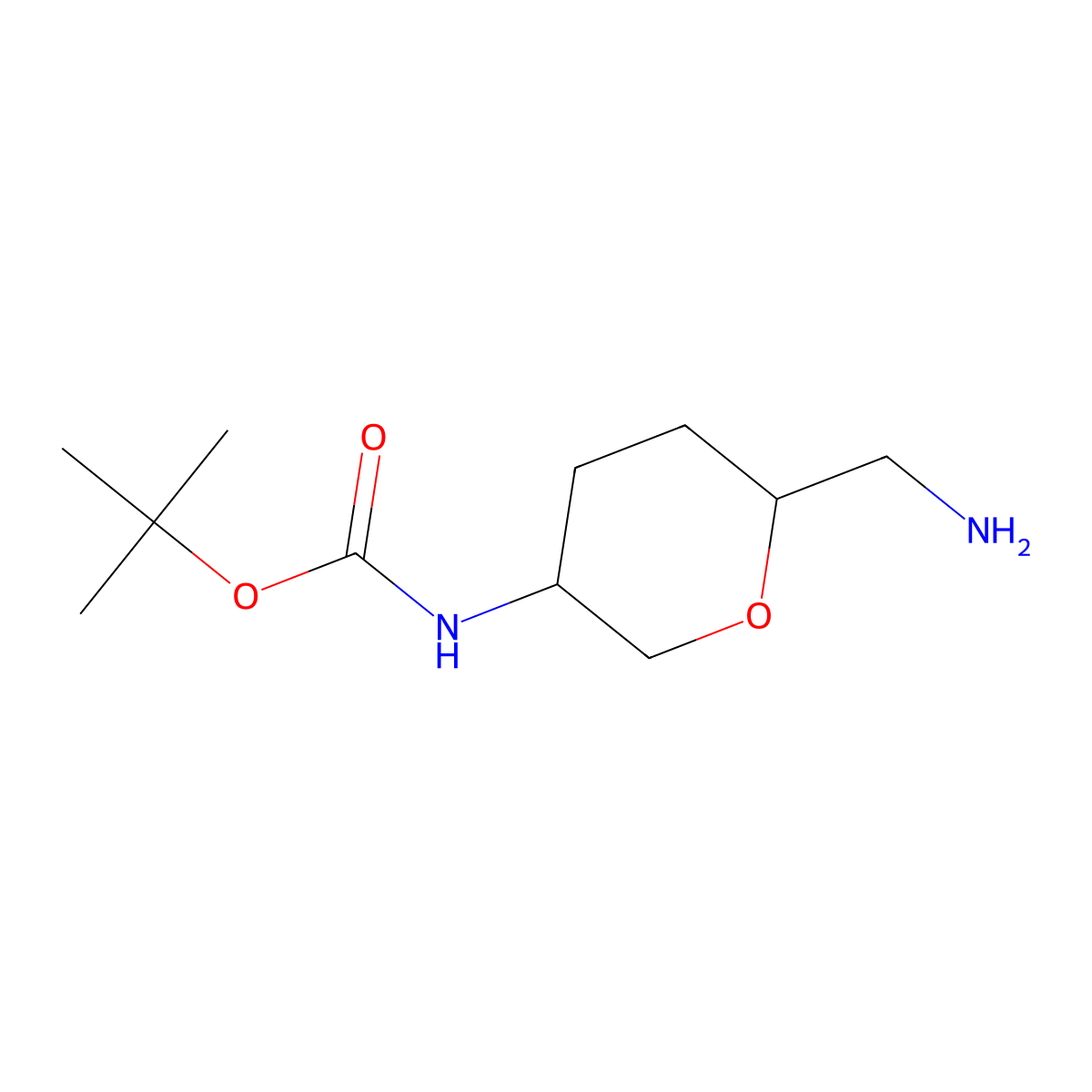 tert-butyl N-[(3R,6S)-6-(aminomethyl)oxan-3-yl]carbamate molecular structure, CAS 1398570-28-9