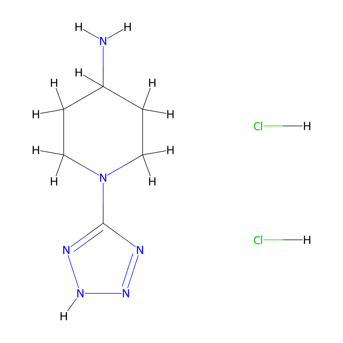 1-(1H-1,2,3,4-tetrazol-5-yl)piperidin-4-amine dihydrochloride molecular structure, CAS 1398571-72-6