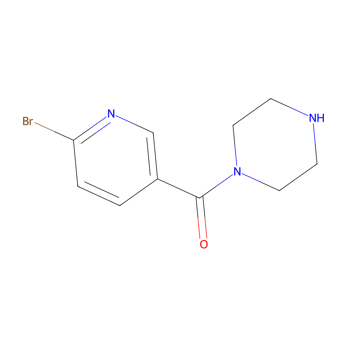 1-(6-Bromopyridine-3-carbonyl)piperazine molecular structure, CAS 1398603-38-7
