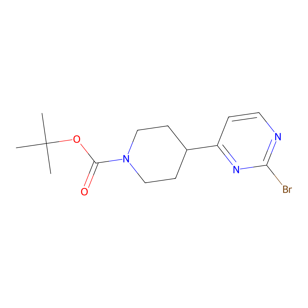 4-(2-Bromo-pyrimidin-4-YL)-piperidine-1-carboxylic acid tert-butyl ester molecular structure, CAS 1398603-45-6