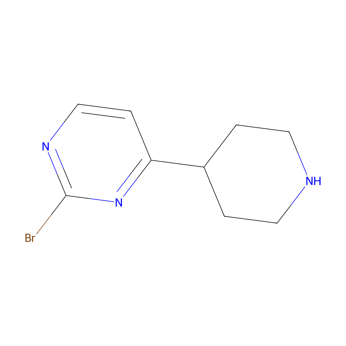 (2-Bromopyrimidin-4-YL)piperidine molecular structure, CAS 1398603-47-8