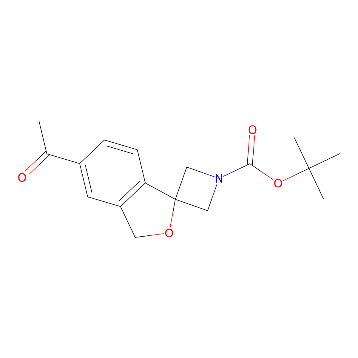 tert-butyl 5'-acetyl-3'H-spiro[azetidine-3,1'-isobenzofuran]-1-carboxylate molecular structure, CAS 1398609-81-8