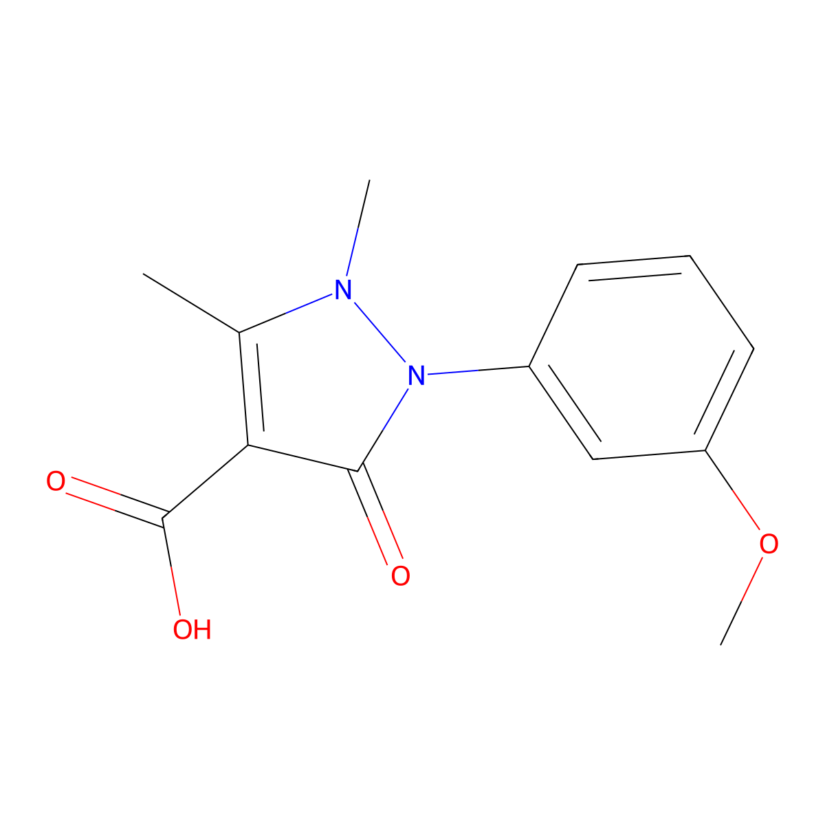 2-(3-methoxyphenyl)-1,5-dimethyl-3-oxo-2,3-dihydro-1H-pyrazole-4-carboxylic acid molecular structure, CAS 1398636-73-1