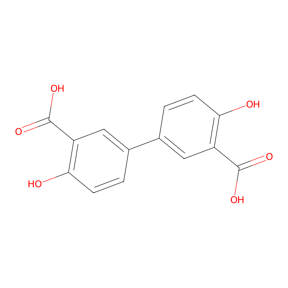4,4'-Dihydroxybiphenyl-3,3'-dicarboxylic acid molecular structure, CAS 13987-45-6