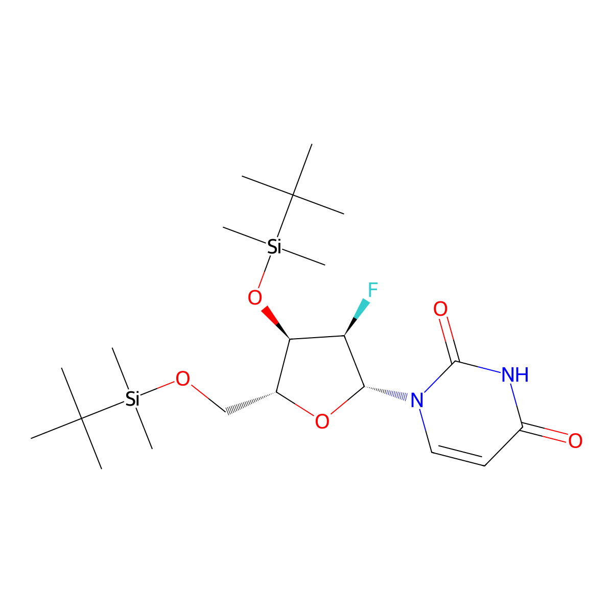 2'-Deoxy-2'-fluoro-3',5'-bis-O-TBDMS-uridine molecular structure, CAS 139878-36-7