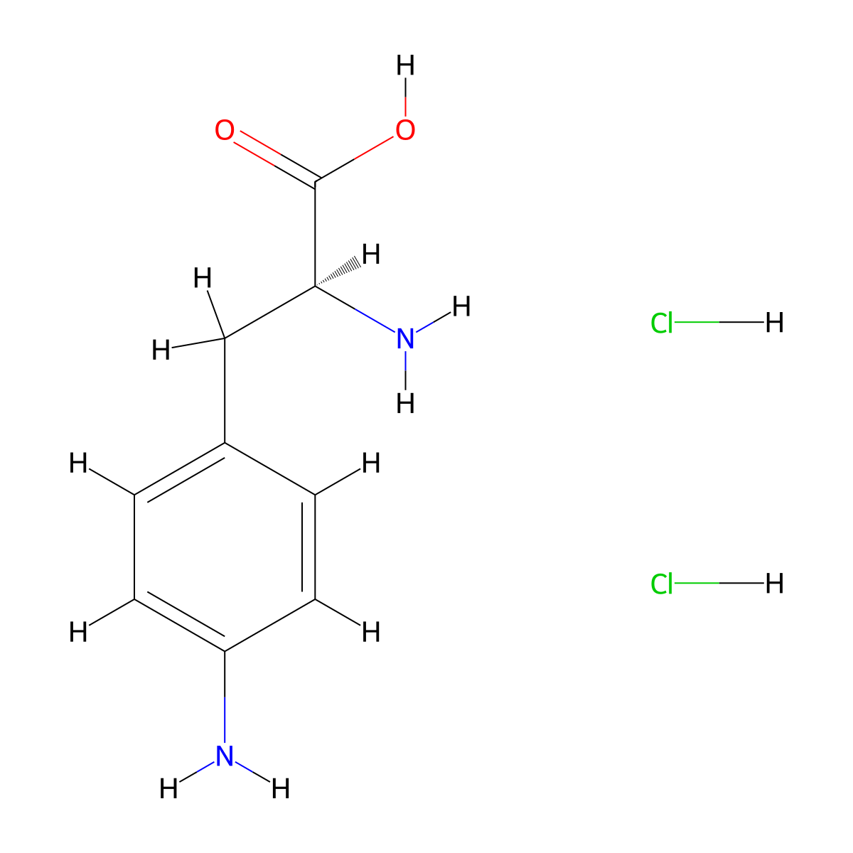 (2S)-2-amino-3-(4-aminophenyl)propanoic acid dihydrochloride molecular structure, CAS 139879-21-3