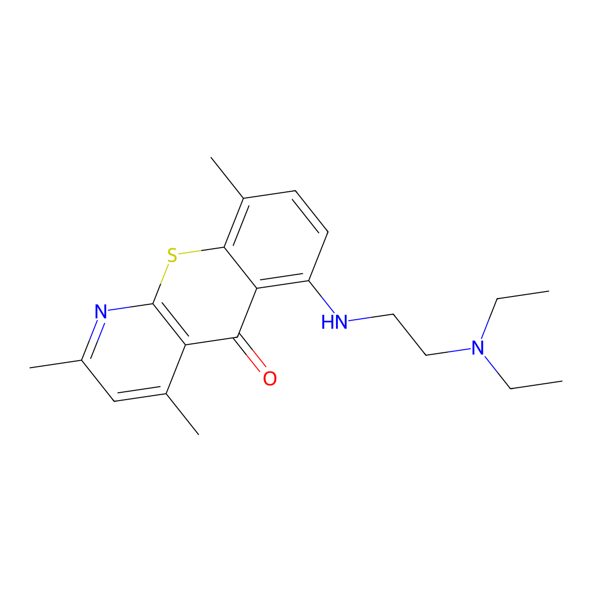 6-(2-Diethylaminoethylamino)-2,4,9-(trimethyl)thiochromeno[2,3-b]pyridin-5-one molecular structure, CAS 13988-28-8