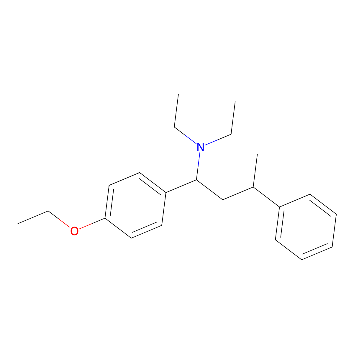 1-(p-Ethoxyphenyl)-N,N-diethyl-3-phenylbutylamine molecular structure, CAS 13988-32-4