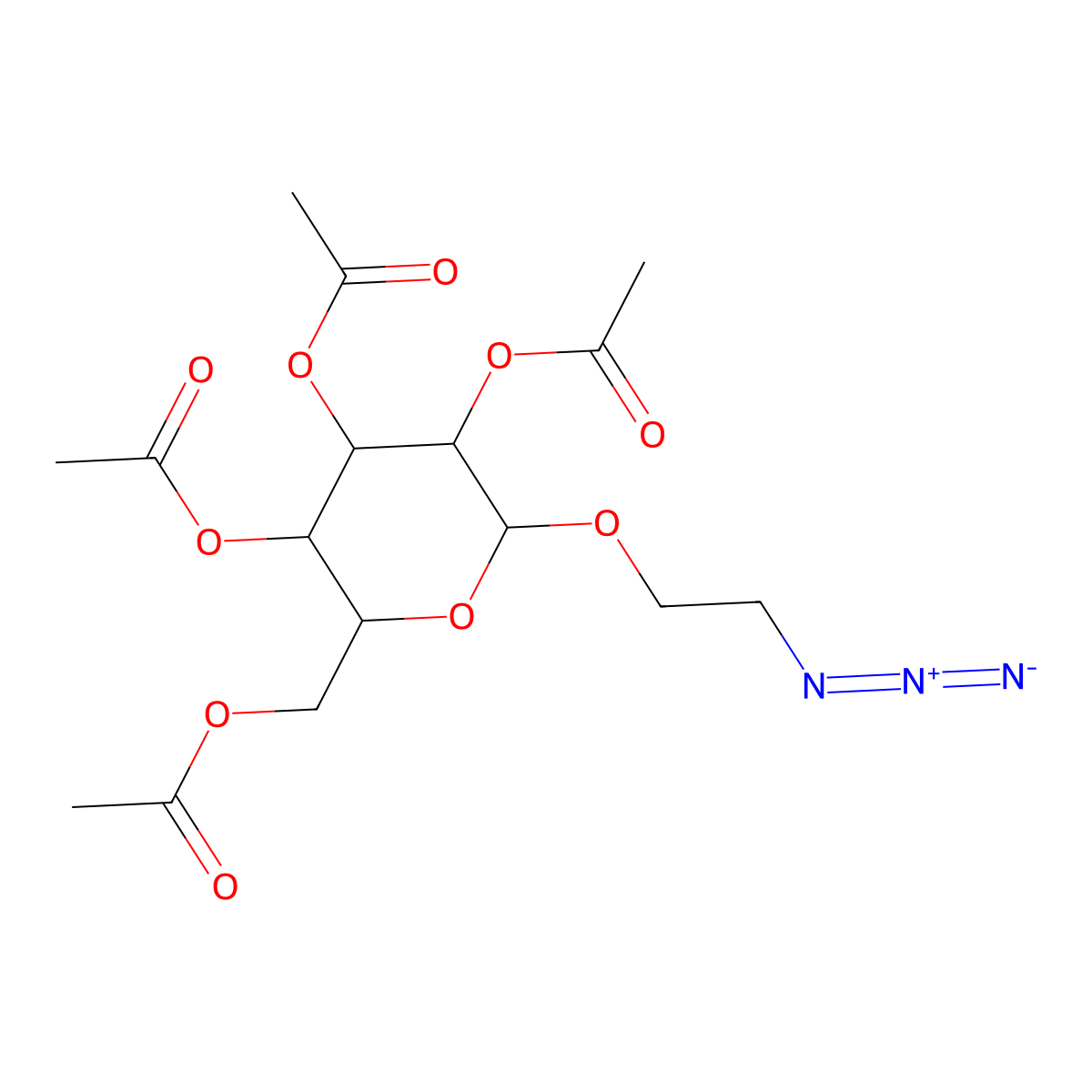 [3,4,5-triacetyloxy-6-(2-azidoethoxy)oxan-2-yl]methyl Acetate molecular structure, CAS 139888-80-5