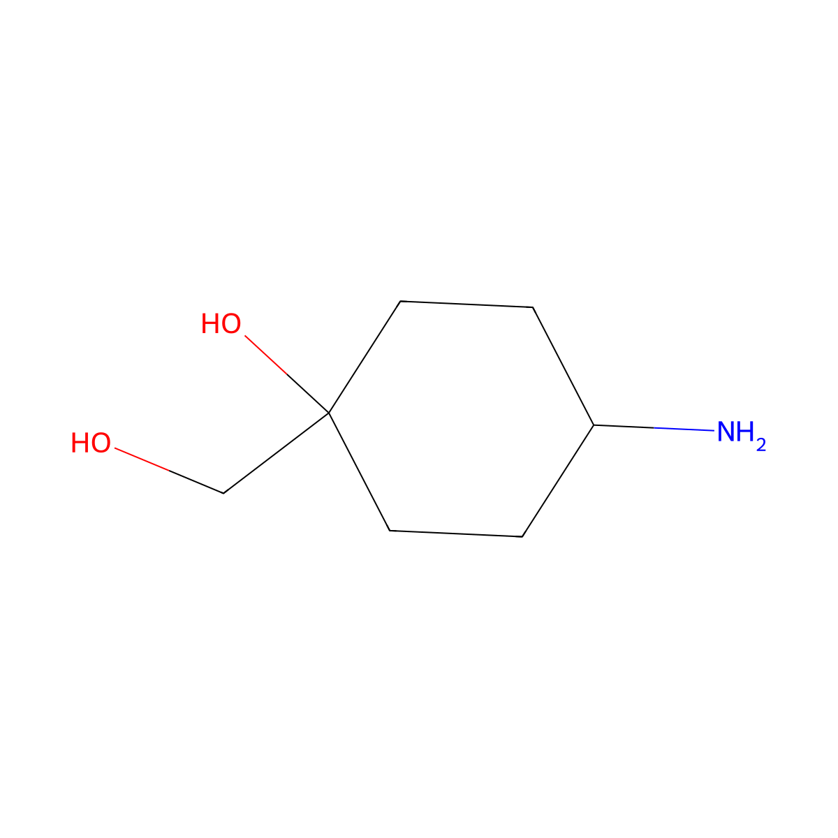 trans-4-Amino-1-(hydroxymethyl)cyclohexanol molecular structure, CAS 1398938-34-5
