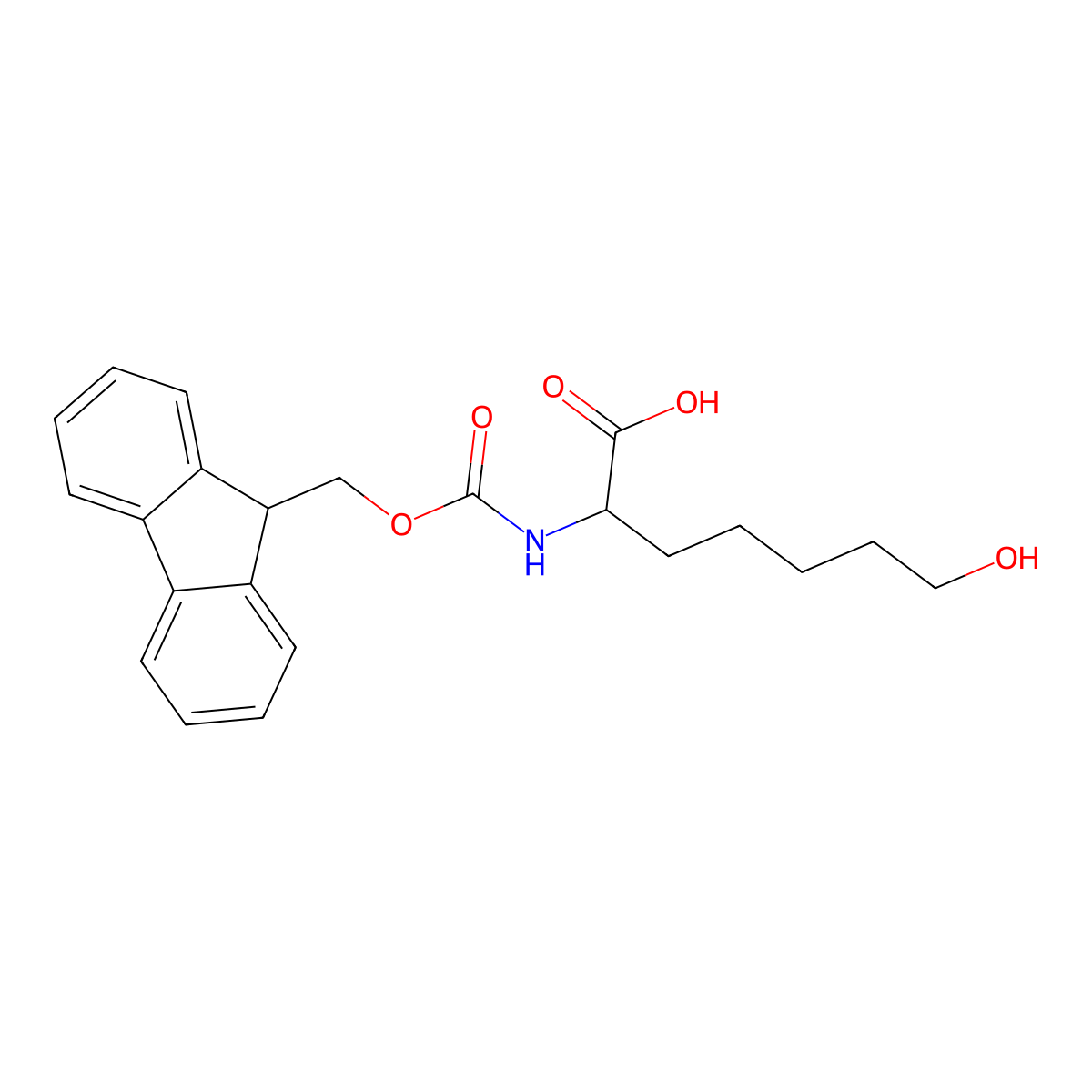 (2S)-N-Fmoc-2-Amino-7-hydroxyheptanoicacid molecular structure, CAS 1399051-49-0