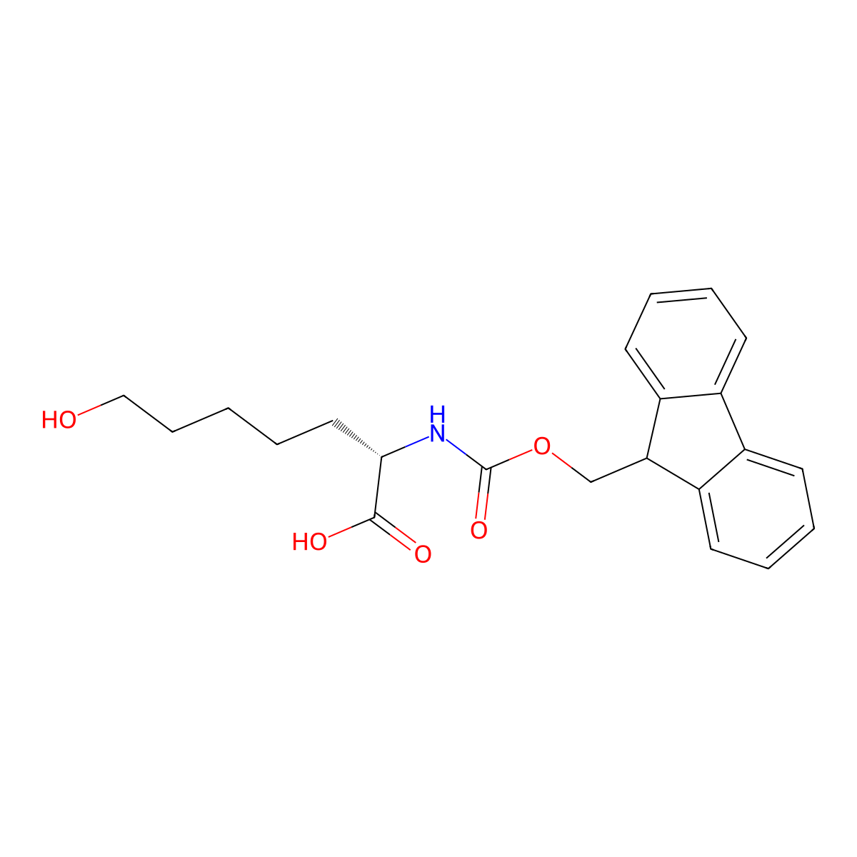 (2S)-N-Fmoc-2-Amino-7-hydroxyheptanoicacid molecular structure, CAS 1399051-49-0