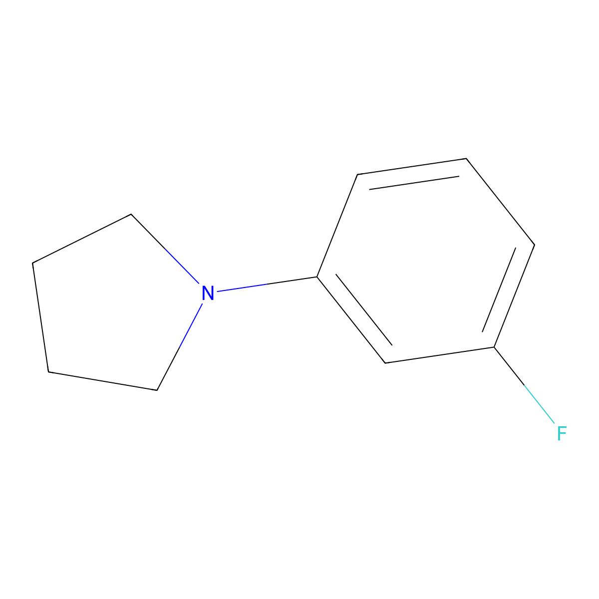 1-(3-Fluorophenyl)pyrrolidine molecular structure, CAS 139909-17-4