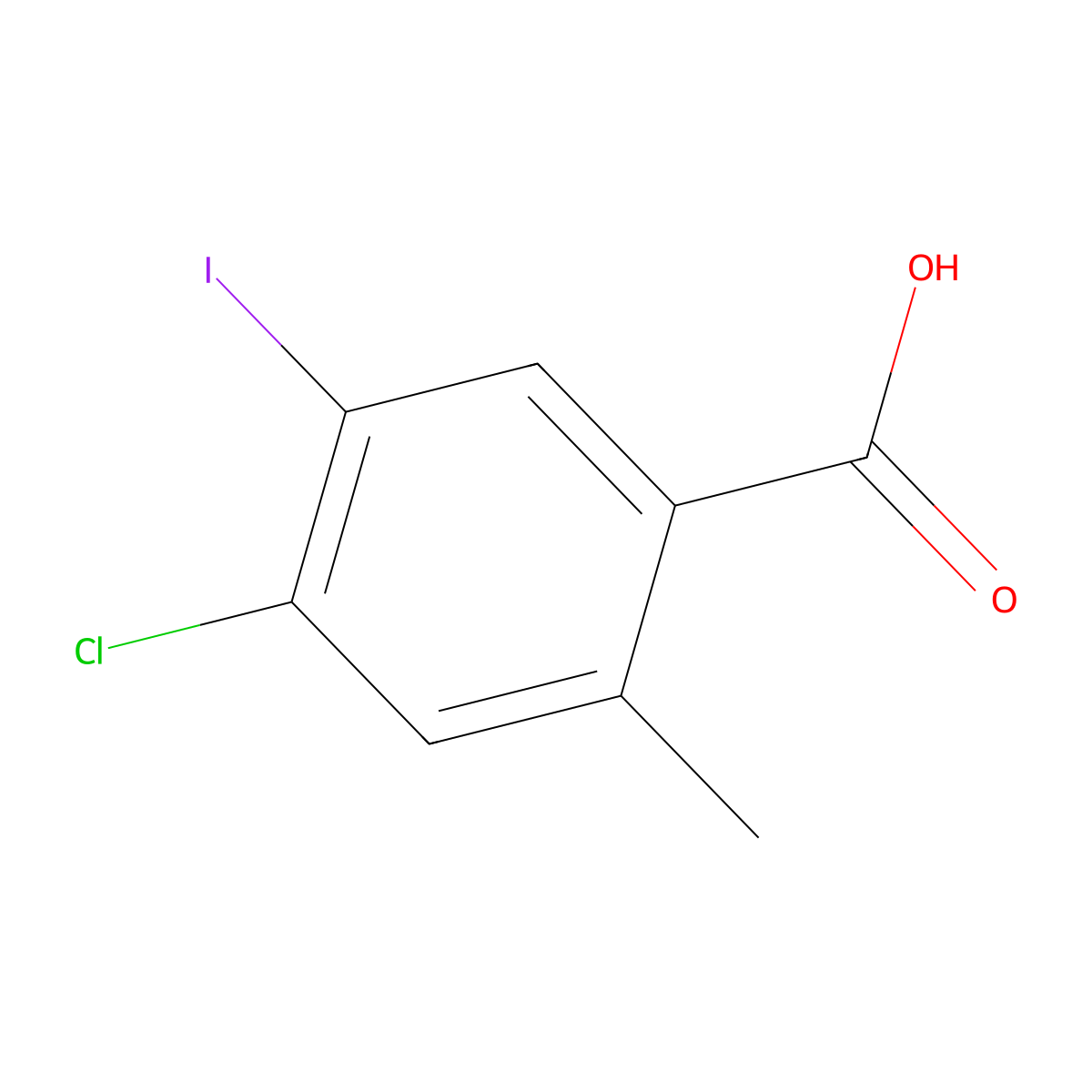 4-Chloro-5-iodo-2-methylbenzoic acid molecular structure, CAS 1399182-03-6