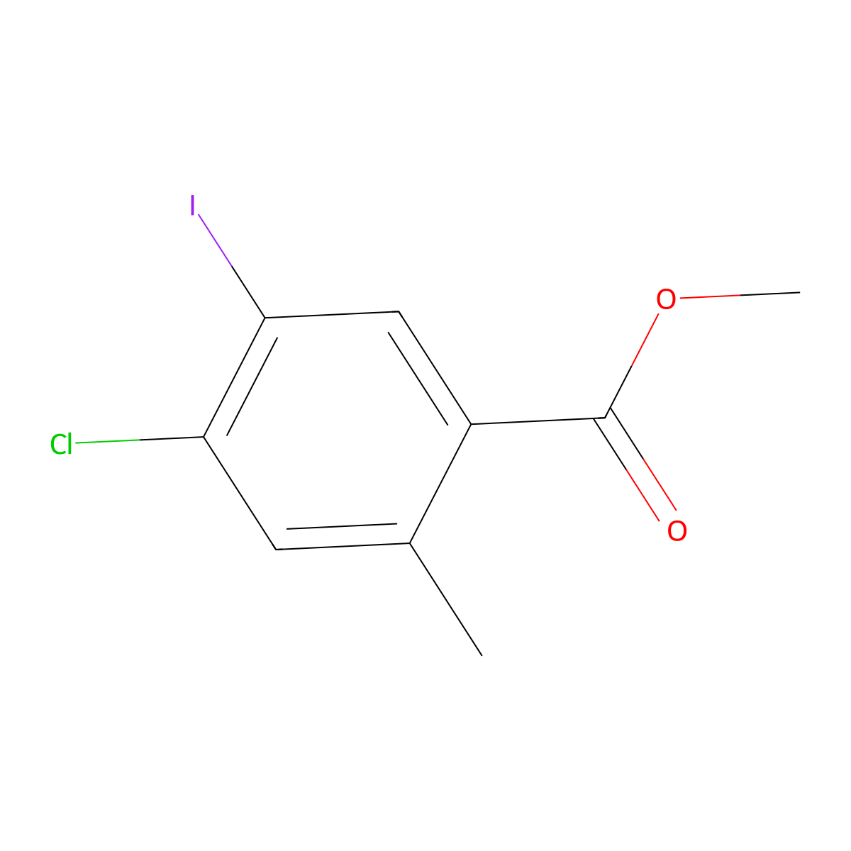 Methyl 4-chloro-5-iodo-2-methylbenzoate molecular structure, CAS 1399182-04-7