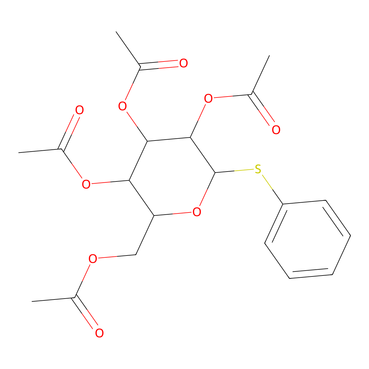alpha-D-Glucopyranoside, phenyl 1-thio-, tetraacetate molecular structure, CAS 13992-16-0