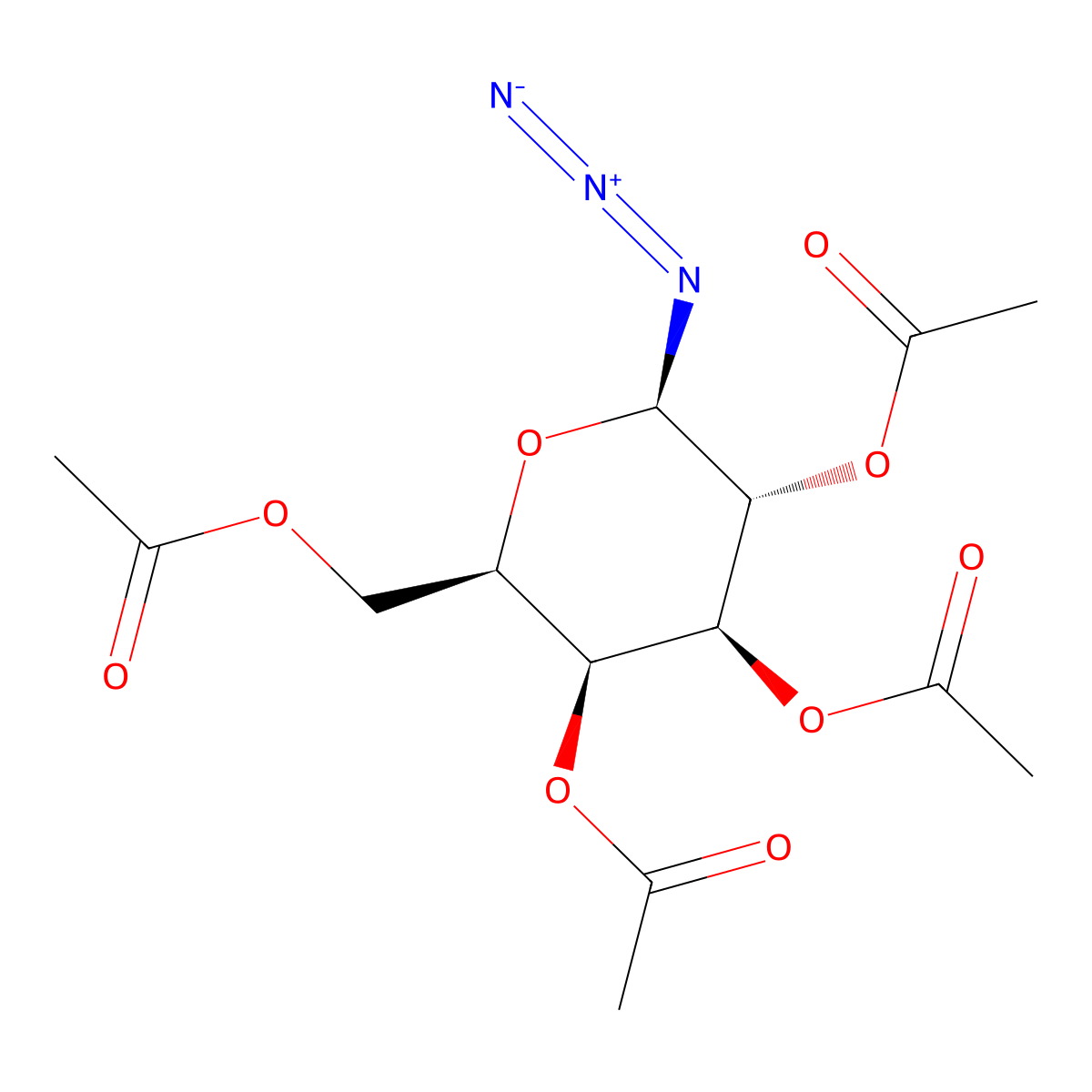 beta-D-Galactopyranosyl azide, 2,3,4,6-tetraacetate molecular structure, CAS 13992-26-2