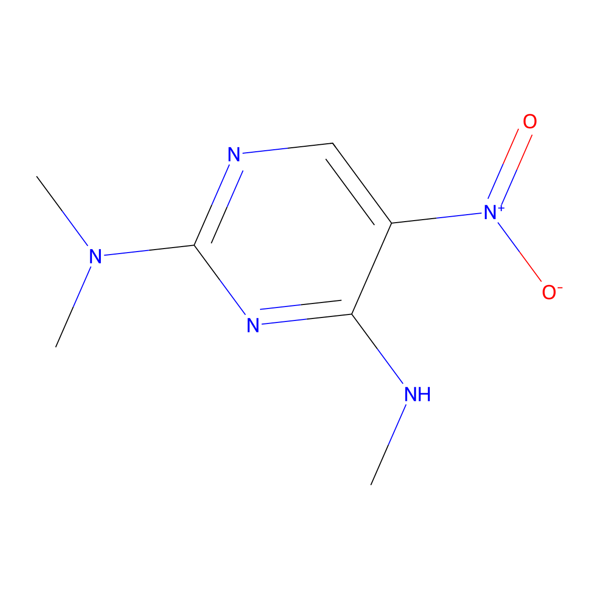 2-(Dimethylamino)-5-(nitro)-4-(methylamino)pyrimidine molecular structure, CAS 13992-36-4
